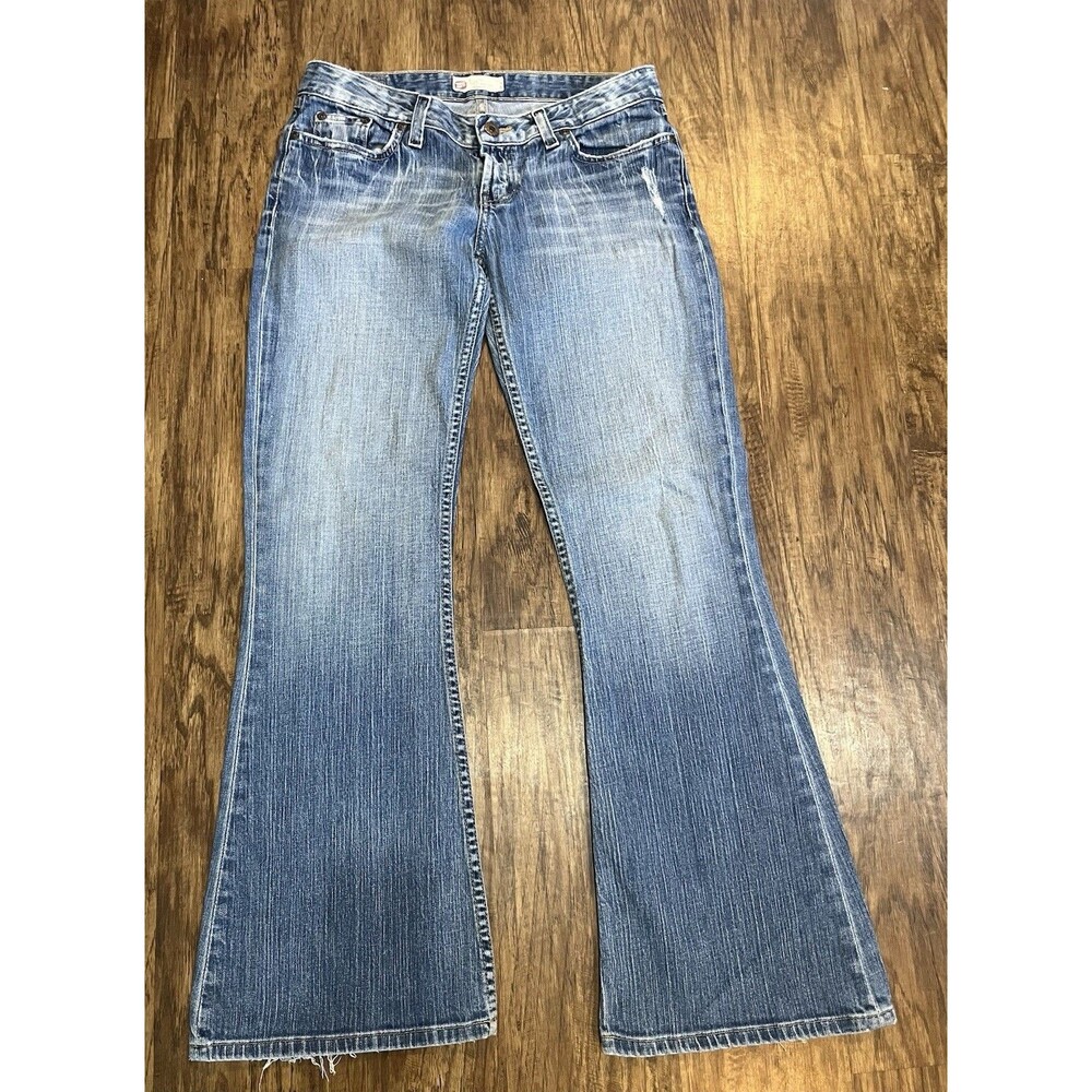 Bke Jeans Women's 29 x 31.5 Flare Star Stretch Dark Blue Embroidered Pockets